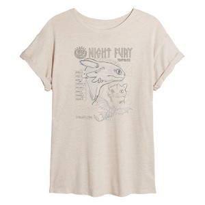 Women's - How to Train Your Dragon - Night Fury Research -Women's Oversized Graphic T-Shirt Oversized Graphic T-Shirt - 1 of 4