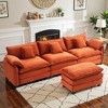 EHMKNP 3-Seat Corduroy Modular Sleeper Sectional Sofa - Comfy Upholstered with Ottoman for Living Room - 3 of 4