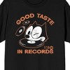 Felix Good Taste in Records on Black Adult Crew Neck Short Sleeve T-shirt - 2 of 3