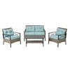 SKRAN Patio Furniture, Outdoor Furniture, Seasonal PE Wicker Furniture, Set of 4 Wicker Furniture with Black Metal Table and Cushion(Brown＋Blue) - 2 of 4