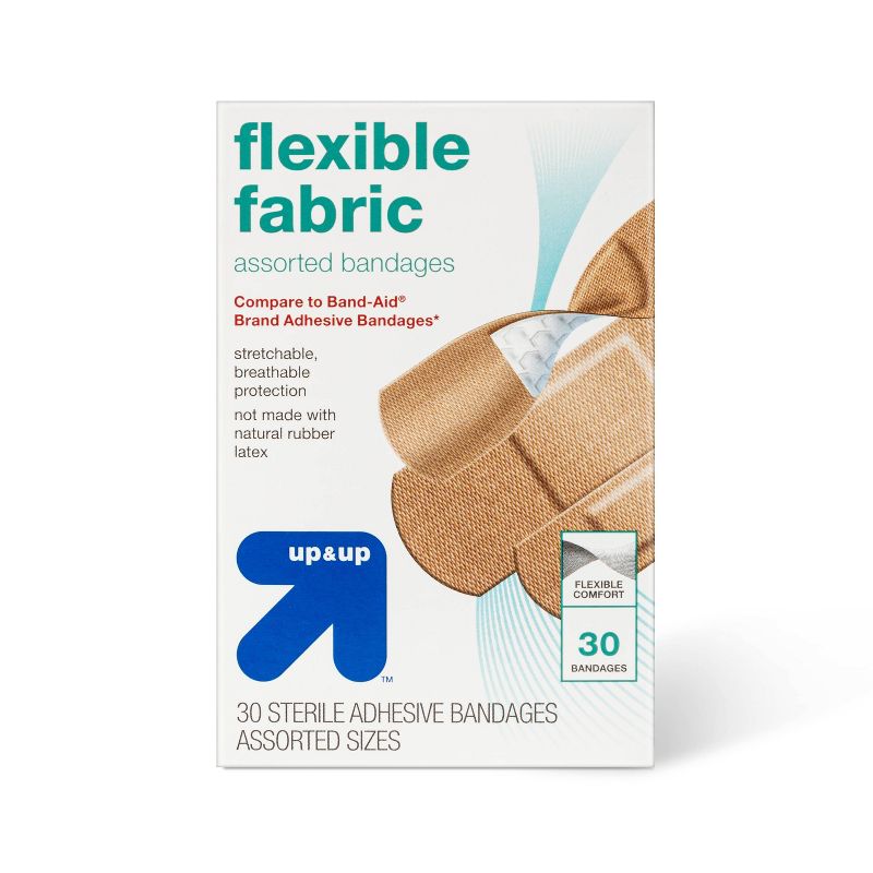 Assorted Sizes Flexible Fabric Bandages - 30ct - up &#38; up&#8482;, 1 of 5