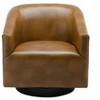 Okak Modern 360° Swivel Chair Accent Chair with Soft Cushion Barrel Sofa Chair with Wood Garland Base for Lounge Bedroom Office, Camel - 2 of 4