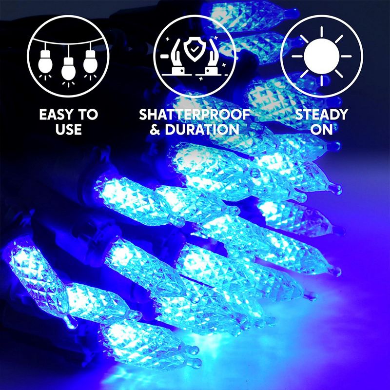 Joiedomi 200(2x100) LED Christmas Lights Blue&White, 3 of 9