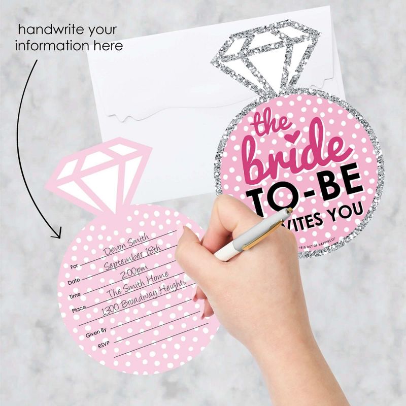 Big Dot of Happiness Bride-To-Be - Shaped Fill-In Invitations - Bridal Shower or Classy Bachelorette Party Invitation Cards with Envelopes - Set of 12, 2 of 8
