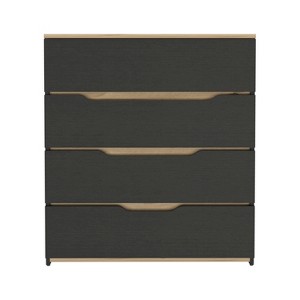 Gulches Zoe Dresser - Superior Top (35.03"W?¨¢13.77"D), 4 Drawers (10.2"H?¨¢28.11"W), Black / Light Oak - 1 of 4