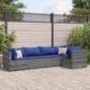 vidaXL 5 Piece Patio Lounge Set - Gray PE Rattan, Cushions Included, Modular Outdoor Seating for Garden/Terrace/Patio - 2 of 4