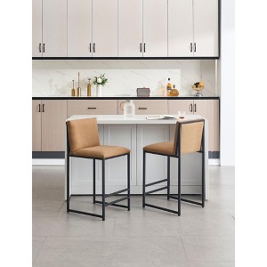 NicBex 26" Bar Stools Set of 2,Counter Height Bar Stools with Metal Frame,Linen Bar Chairs with Footrest,Stool Chair for Kitchen Island,Dining - 1 of 4