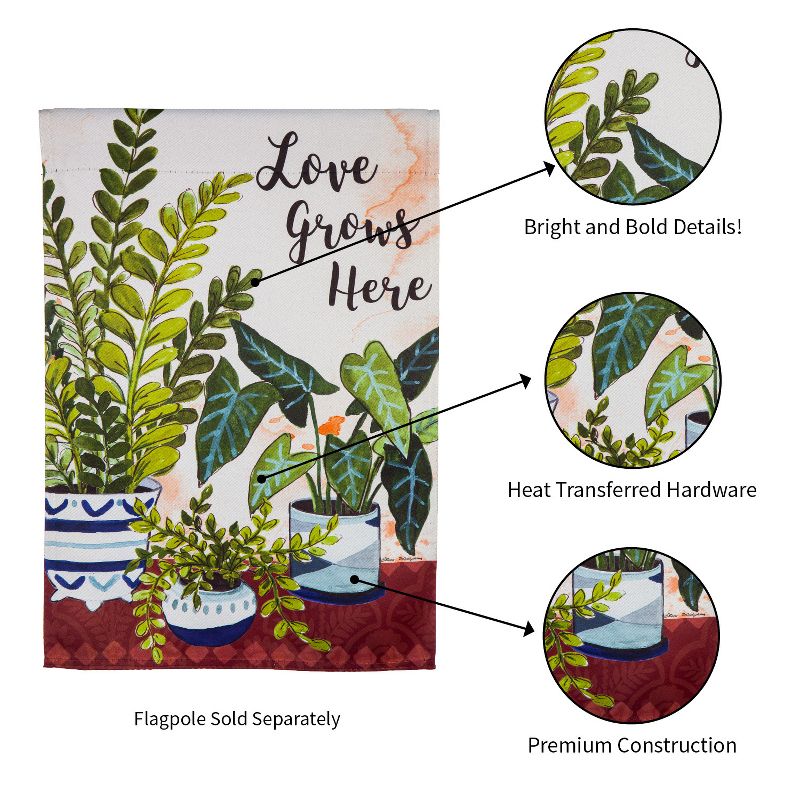 Evergreen Love Grows Here Houseplants Garden Suede Flag 12.5 x 18 Inches Indoor Outdoor Decor, 5 of 8