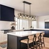 PAKOKULA 5-Light Black and Gold Industrial Linear Island Chandelier with Rectangular Frame for Kitchen Island - 2 of 4
