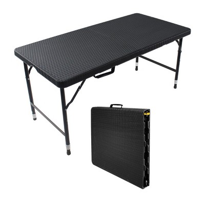 GlasFlength Folding Tables Adventure Ready Folding Table Rugged Simple Design for Outdoor Events and Compact Living, Black, 49.21"*24"*29"
