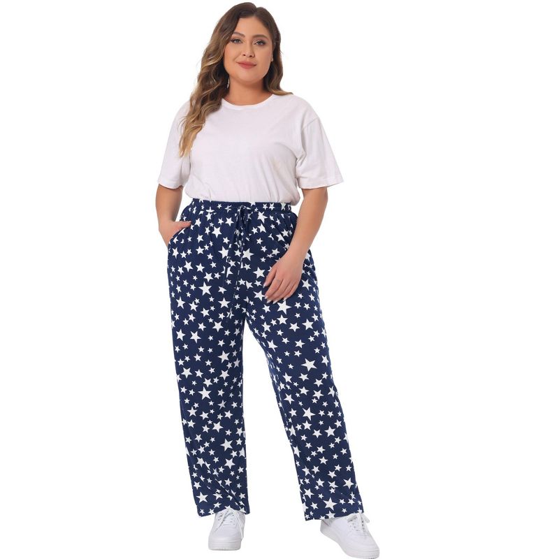Agnes Orinda Women's Plus Size Classic Star Print with Pockets Comfy Pajamas Pants, 3 of 6