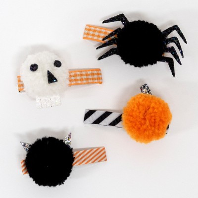Meri Meri Halloween Pompom Hair Clips (Pack of 4)