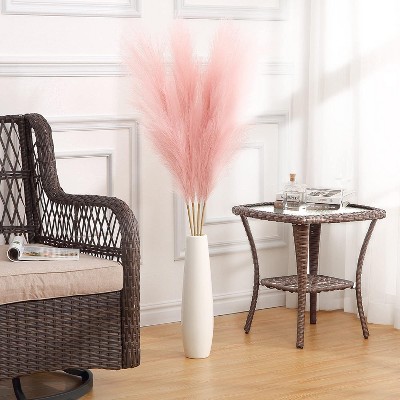 4 PCs Faux Pampas Grass Decor, 44 Inch Tall Fluffy Artificial Fake Flower Boho Decor, Bulrush Grass for Vase Filler, Farmhouse Home Wedding Decor