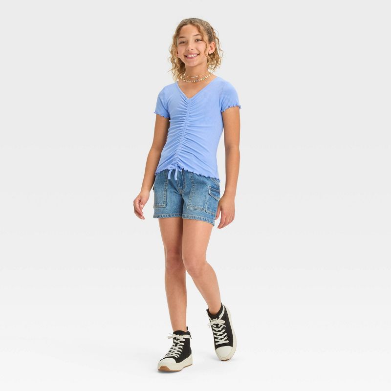 Girls' Short Sleeve Ruched Front Top - art class™, 4 of 5
