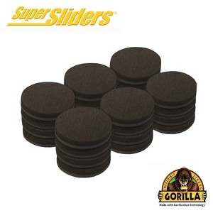 SuperSliders 24pk Round Felt 1.5'' Furniture Pads Brown - 1 of 4