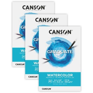Canson Graduate Watercolor Pad, Foldover Binding, 20 Sheet, 5.5x8.5 inch, Pack of 3 - 1 of 4