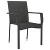 vidaXL Patio Chairs 4 pcs - Stylish Black Poly Rattan with Cushions, Powder-Coated Steel Frame - 4 of 4