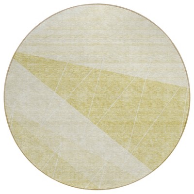 Wheat Gold And Ivory Geometric Washable Indoor Outdoor Area Rug