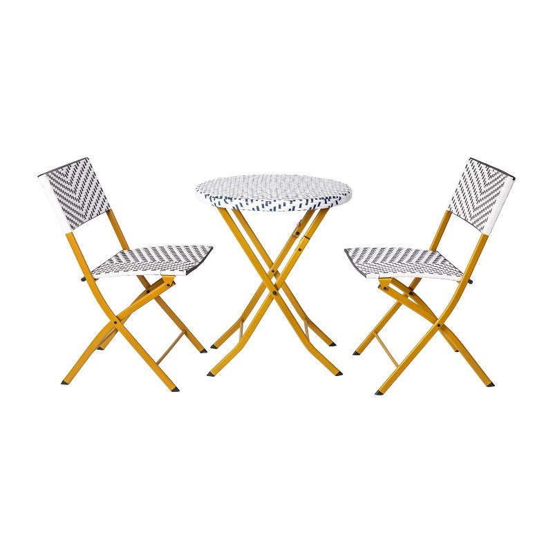 Flash Furniture Rouen Three Piece Folding French Bistro Set in PE Rattan with Metal Frames for Indoor and Outdoor Use, 1 of 14