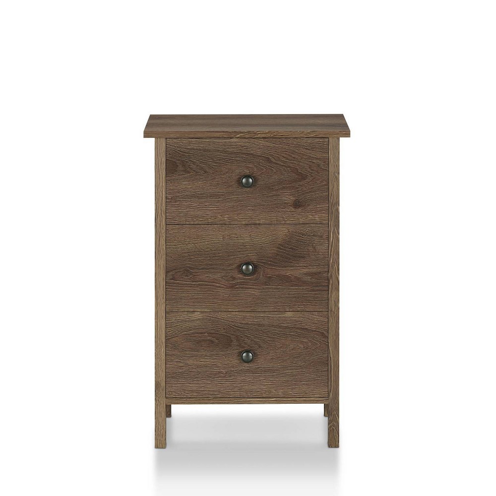 Photos - Storage Сabinet 24/7 Shop At Home Cecilia 3 Drawer Nightstand Walnut: Bedside Storage, Metal Glides, 29.25" Height