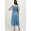 PinkBlush Blue Dotted Tulle Smocked Maternity Midi Dress - 4 of 4