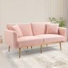 NicBex Teddy Fabric Loveseat Sofa Modern Upholstered Sofa Couch with Suft Cushion and Metal Legs for Bedroom,Living Room,Pink - 2 of 4