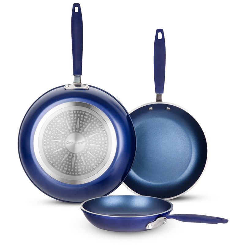 Granitestone Blue 3 Pack Nonstick Fry Pan Set with Rubber Grib Handle - 8'' 10'' and 12'', 2 of 6