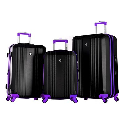 Olympia Apache II Expandable Hardcase 4 Wheel Spinner Luggage Suitcase 3 Piece Set with Carry On, Mid Size Spinner, and Large Size Spinner, Purple