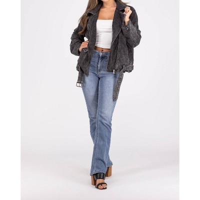 Women's Push Through Asymmetrical Zip Moto Jacket - Oli & Hali