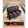 VEVOR Bowling Ball Bag, 3 Ball Double Roller Bowling Bag with Wheels, Featuring a Separate Compartment for Shoes (Up To US Size 16), Black - 3 of 4