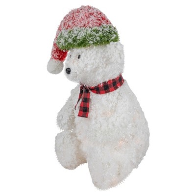 21" Lighted Snowy Polar Bear Christmas Lawn Decoration