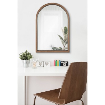 Rustic Poplar Wood 30" Arch Vanity Mirror in Natural Brown