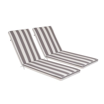 VisioGear 2PCS Set Outdoor Lounge Chair Cushion, Replacement Patio Funiture Seat Cushion, Chaise Lounge Cushion, Antique Grey & White,