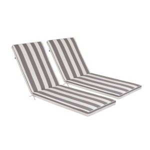 DSVIMOY 2PCS Set Outdoor Lounge Chair Cushion, Replacement Patio Chaise Lounge Cushion, Antique Grey & White, 74.41"*22.05"*2.76" - 1 of 4