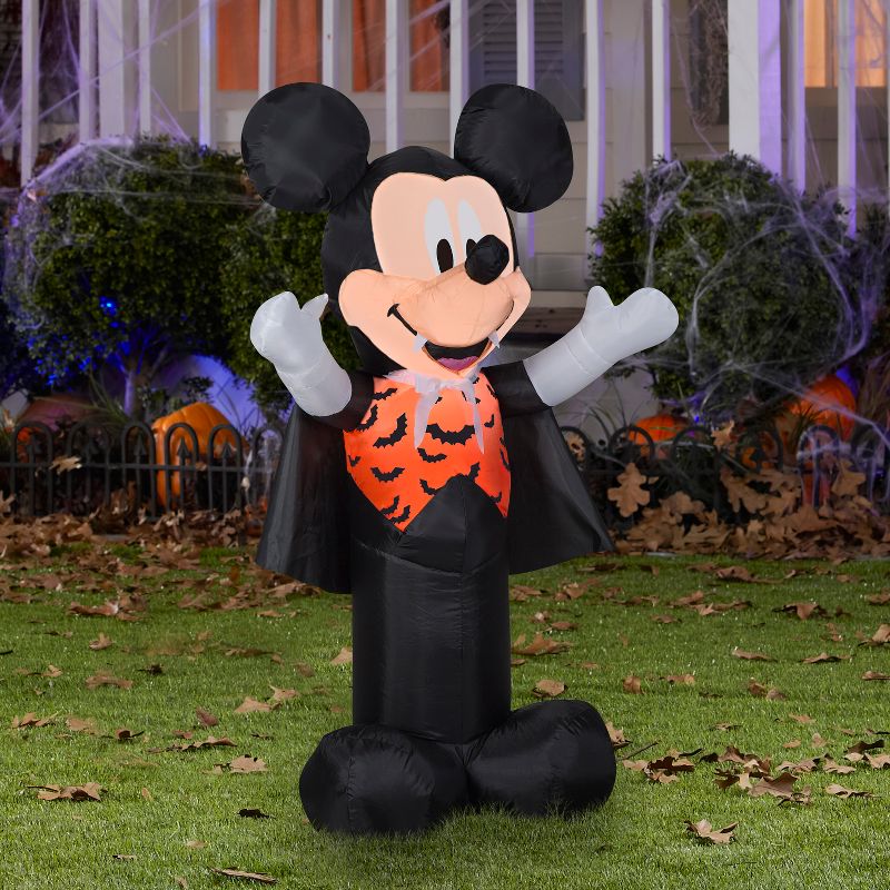 Gemmy Airblown Inflatable Mickey as Vampire w/Orange Bat Vest Disney, 3.5 ft Tall, Multicolored, 2 of 4