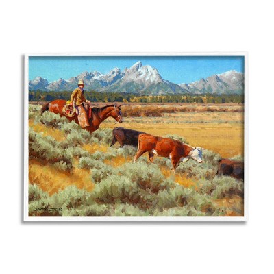 Stupell Industries Western Ranch Horse Cattle Framed Giclee Art
