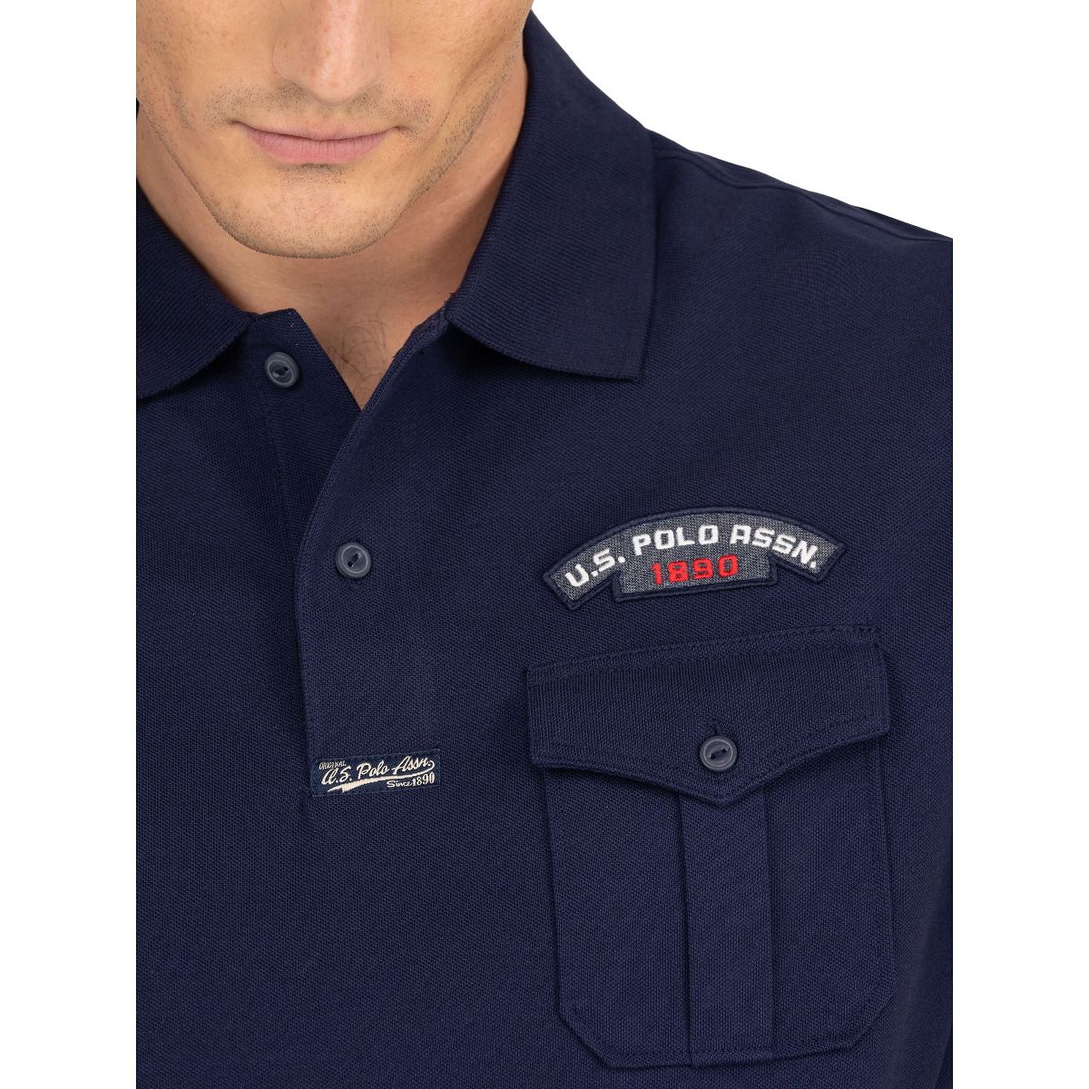 U.S. Polo Assn. Men's Slim Fit Stretch Pique Polo with Chest Pocket - thumbnail 3