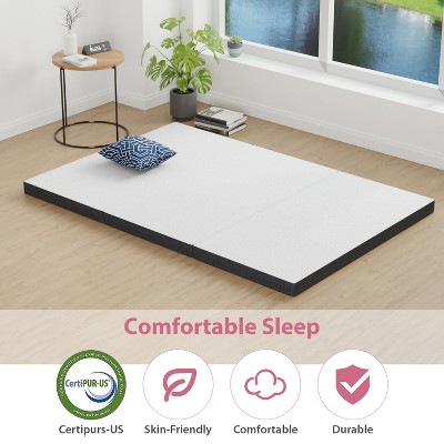 Full Size White and Black Memory Foam Tri-Fold Mattress