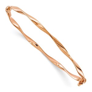 Black Bow Jewelry 3mm 14k Rose Gold Polished Twisted Hinged Bangle Bracelet - 1 of 4