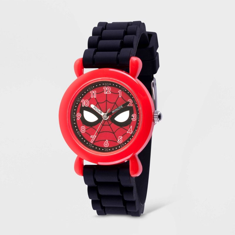 Kids&#39; Marvel Spider-Man Plastic Time Teacher Watch - Black, 1 of 7