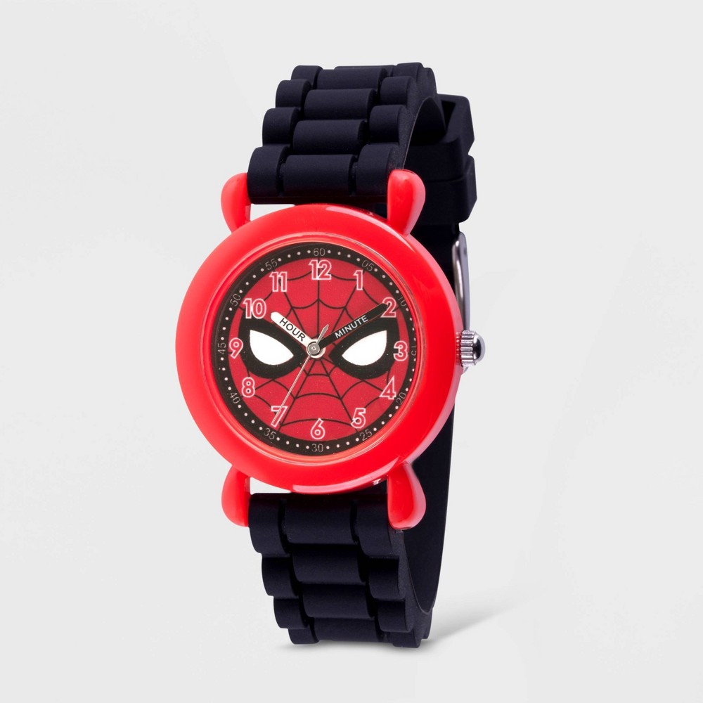 Photos - Wrist Watch MARVEL Kids'  Spider-Man Plastic Time Teacher Watch - Black 