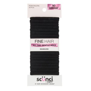 scünci No Damage Super Comfy Hosiery Elastic Hair Tie Ponytailers - Black - Fine Hair - 20pc - 1 of 4