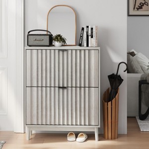 TIRAMISUBEST Shoe Cabinet with 2 Flip Drawers - Gray Mobile File Cabinet - 1 of 4
