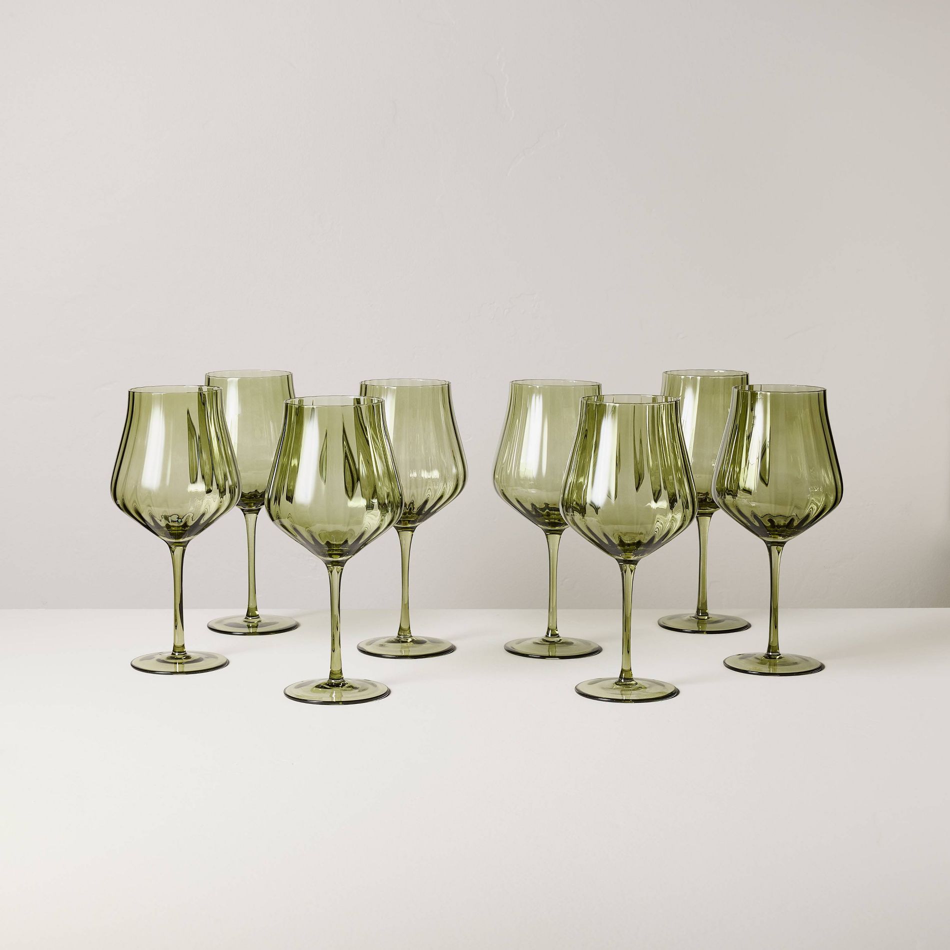 Set of 8 20oz Wine Glasses Green - Hearth & Hand™ with Magnolia