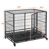 Yaheetech Rolling Dog Crate Metal Large Dog Cage Black - 3 of 4