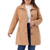 Women's Plus Size Lapel Long Sleeves Pockets Winter Casual Single Breasted Pea Coat with Belt - Agnes Orinda - 2 of 4