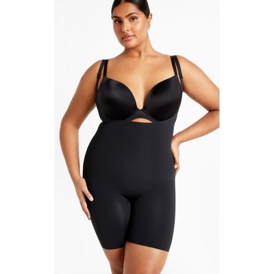 Women's Plus Size Power Mid Thigh Bodysuit - black | CITY CHIC