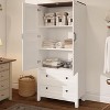 Tall Storage Cabinet with 2 Drawers, Farmhouse Wooden Freestanding Floor Storage Cabinet with 2 Doors & Adjustable Shelf, Large, Sturdy Frame - 4 of 4