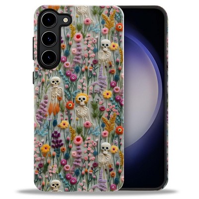 BONGEEK Case Compatible with Samsung Galaxy S23 Plus,Scratch Resistant Hybrid 2-Layer Hard Shell Bright Phone Case, Bloom Floral Halloween
