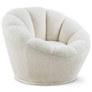 Meridian Furniture,Dream White Faux Sheepskin Fur Accent Chair - 1 of 4